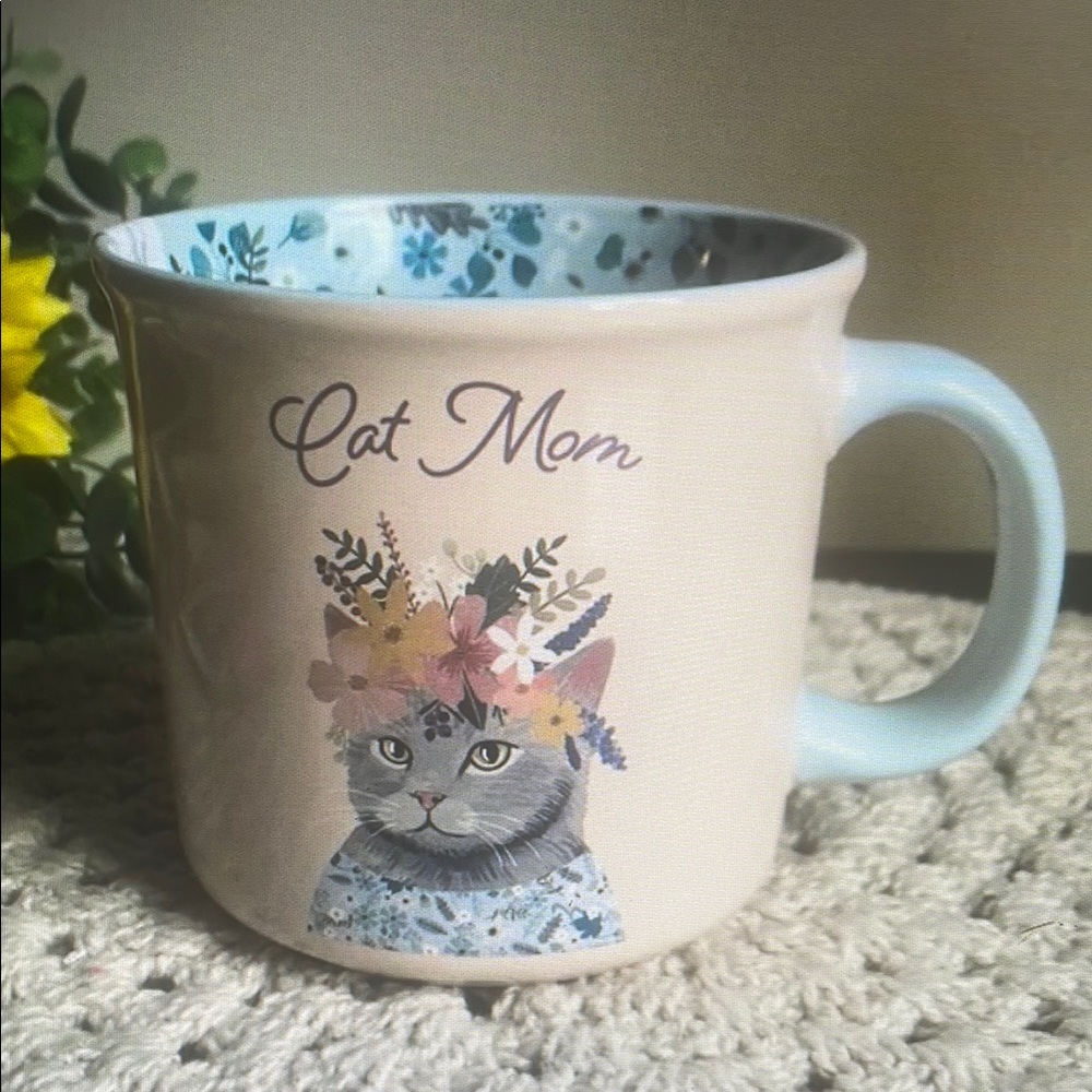 Cat Mom Floral Mug